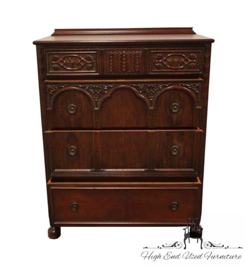VINTAGE ANTIQUE Walnut Rustic European Style 36 Chest of Drawers 5710 image 4