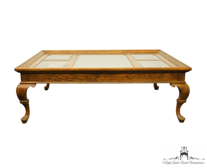 DREXEL FURNITURE Chatham Oak Collection Country French 50x40 Accent Coffee Table w. Glass Top 196-109-3 image 2