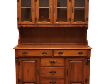 TELL CITY Young Republic Solid Hard Rock Maple Colonial Early American 52" Buffet w. Display China Hutch 8390 - #48 Andover Finish