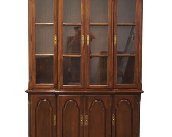 ETHAN ALLEN Georgian Court Solid Cherry Traditional 50" Breakfront Lighted Display China Cabinet 11-6066 / 11-6068