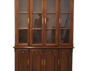 ETHAN ALLEN Georgian Court Solid Cherry Traditional 50" Breakfront Lighted Display China Cabinet 11-6066 / 11-6068