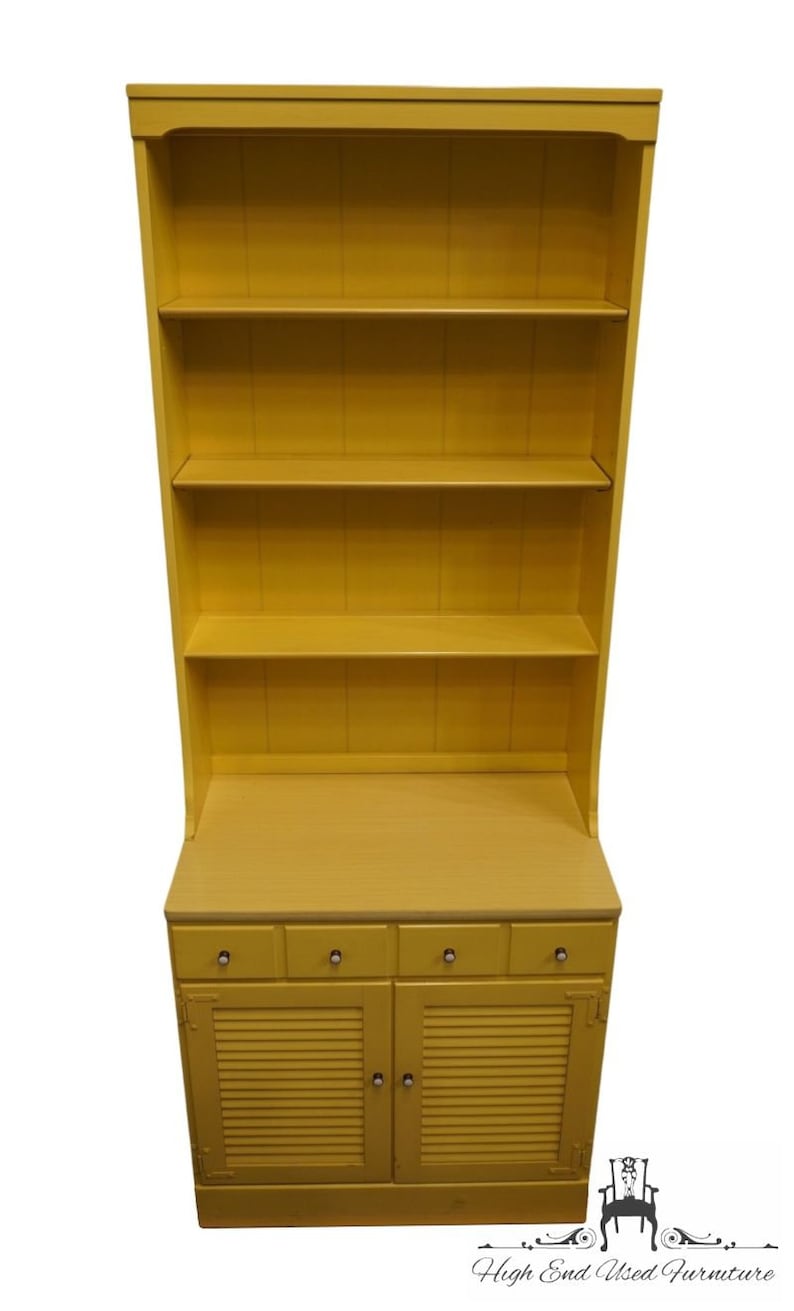ETHAN ALLEN CRP Custom Room Plan 30 Shutter Door Cabinet w. Bookcase Top 14-4511 / 14-4019 411 Daffodil Yellow Finish image 4