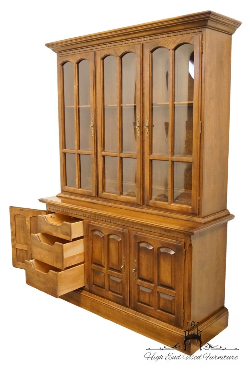 ETHAN ALLEN Classic Manor 56 Buffet w Lighted China Cabinet 15-6006 15-6008