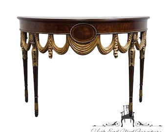 MAITLAND SMITH Inlaid Mahogany Traditional French Directoire Consulate Style 48" Demilune Console Table