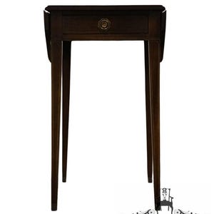 HIGH END Traditional Hepplewhite Duncan Phyfe Style Banded Mahogany 29&quot; Drop Leaf Pembroke Accent End Table