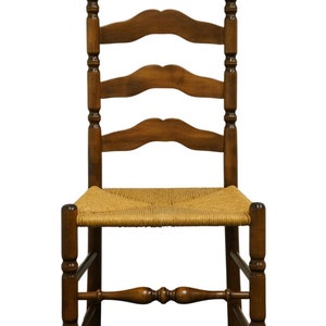 ETHAN ALLEN Heirloom Nutmeg Maple Colonial Early American Ladderback Rush Seat Dining Side Chair image 1