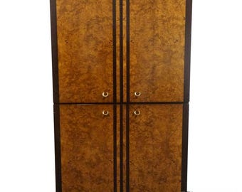 HICKORY WHITE Briar Collection Burled Walnut Contemporary Modern / Art Deco 42″ Storage Armoire