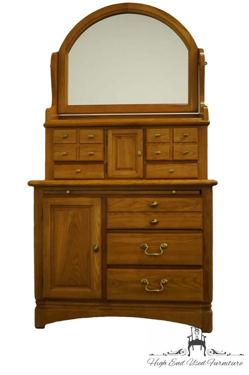 BASSETT FURNITURE Country French 38 Chest on Chest w. Mirror 2050-213 / 2050-297 / 2050-257 47 Ash Finish image 1
