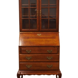 HIGH END VINTAGE Solid Cherry Traditional Style 33" Secretary Desk w. Display Bookcase Hutch