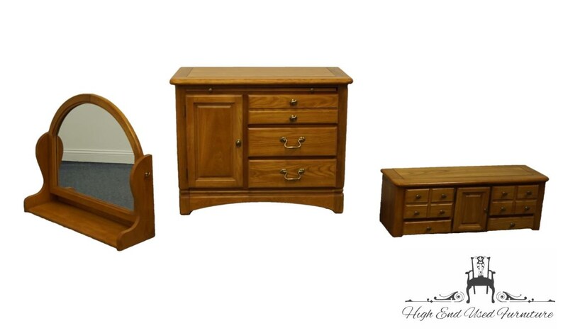 BASSETT FURNITURE Country French 38 Chest on Chest w. Mirror 2050-213 / 2050-297 / 2050-257 47 Ash Finish image 6