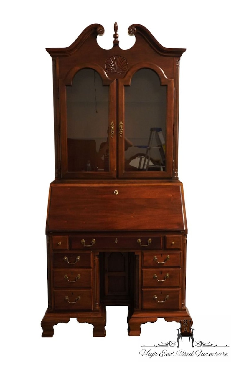 AMERICAN DREW Solid Cherry American Independence Collection 42 Secretary Desk w. Pediment Display Hutch 28-560 image 1