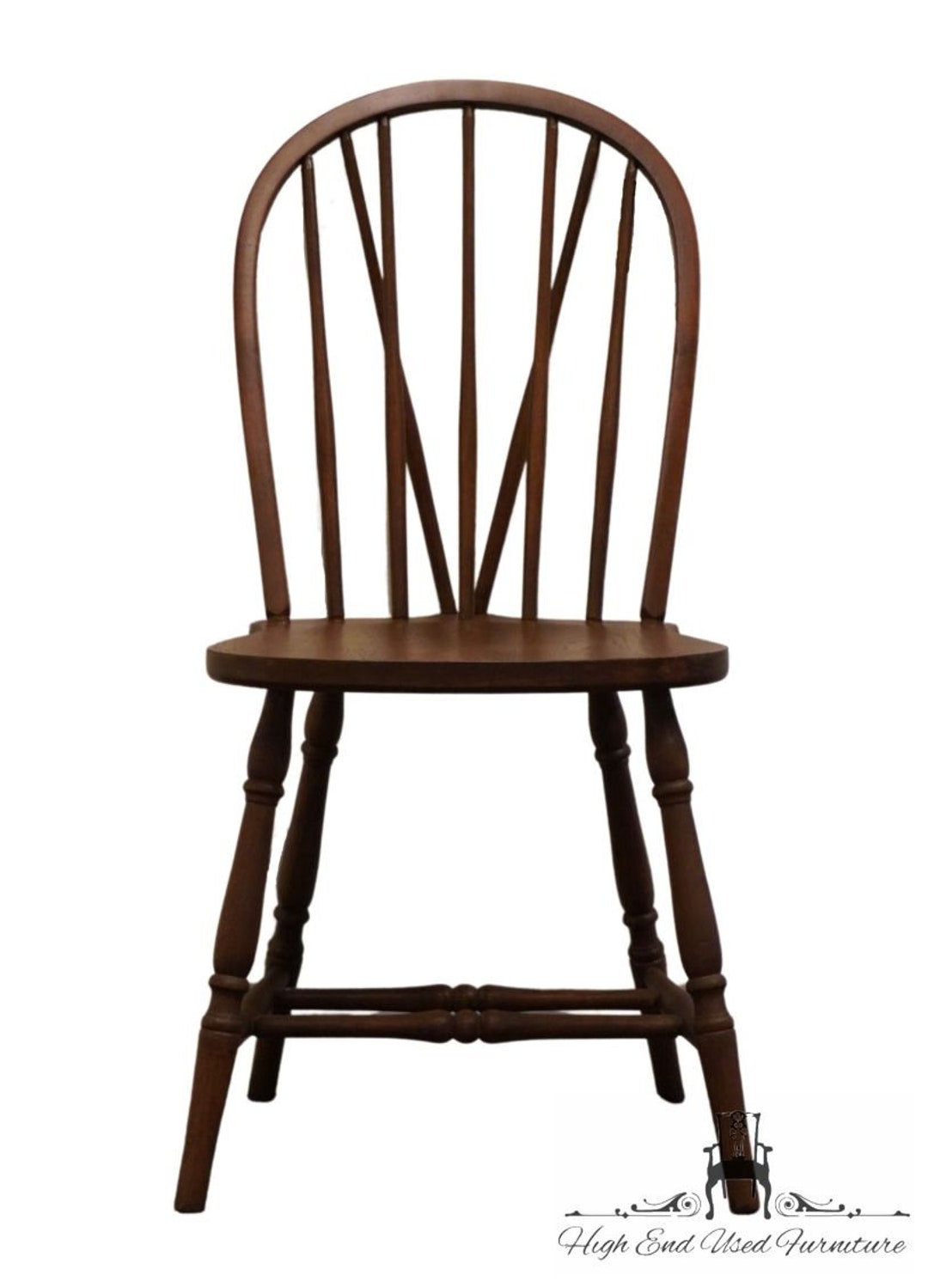 HEYWOOD WAKEFIELD Solid Oak Early American Fiddleback Dining Side