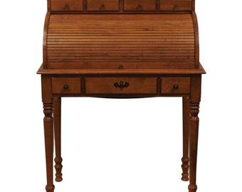 TELL CITY Solid Hard Rock Maple Colonial Early American 32" Ladies Petite Roll-Top Writing Desk 877