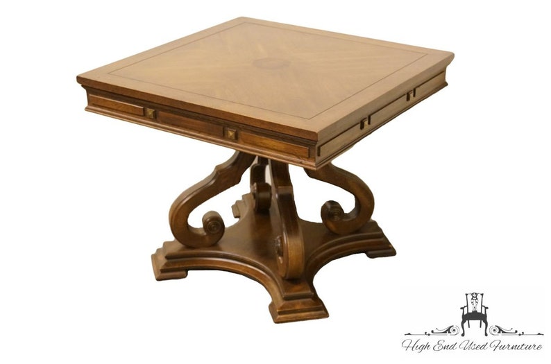 GORDON/'S FURNITURE Italian Neoclassical 26 Square Bookmatched Accent Table