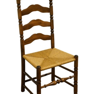 ETHAN ALLEN Heirloom Nutmeg Maple Colonial Early American Ladderback Rush Seat Dining Side Chair image 2