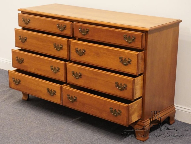 HEYWOOD WAKEFIELD Solid Hard Rock Maple Colonial Early American Style 56 Double Dresser image 6