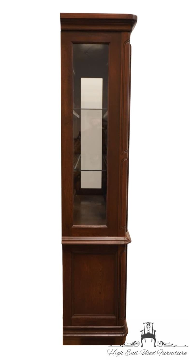 AMERICAN DREW Solid Walnut Italian Mediterranean Style 58 Lighted Display China Cabinet 92-824 / 92-825 image 10