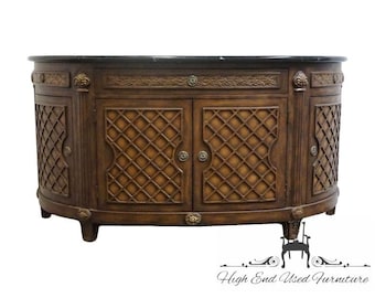 COLLEZIONE EUROPA Mahogany Traditional Neoclassical Revival 66" Demilune Buffet w. Granite Top