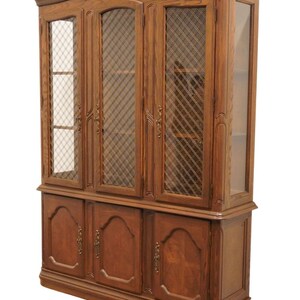 AMERICAN DREW Solid Walnut Italian Mediterranean Style 58 Lighted Display China Cabinet 92-824 / 92-825 image 2