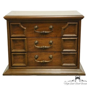 STANLEY FURNITURE Solid Pecan Italian Mediterranean Style 28 Three Drawer Nightstand 575-80 image 1