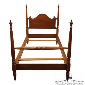 VINTAGE ANTIQUE Solid Mahogany Italian Inspired Traditional Style Four Poster Twin Bed