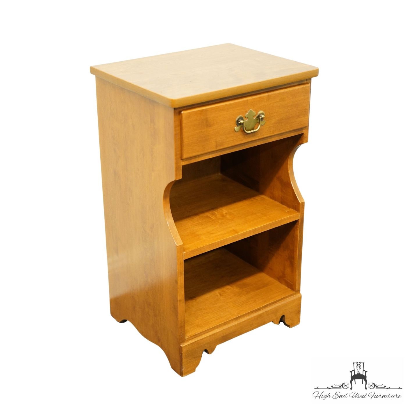 ETHAN ALLEN Heirloom Nutmeg Maple 17 Open Cabinet Nightstand 10