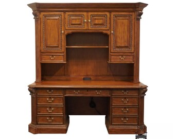 SLIGH FURNITURE Ellis Line 82" Computer Credenza Desk with Bookcase Storage Top 3006-1