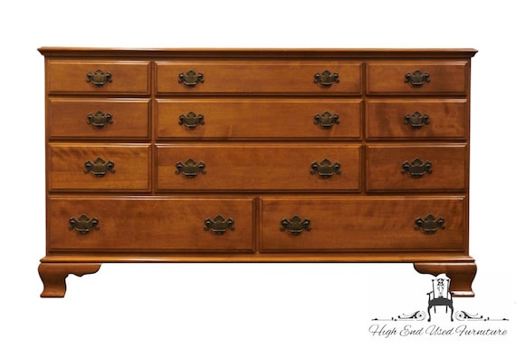 ETHAN ALLEN Heirloom Nutmeg Maple Colonial Early American 60 Triple Dresser 10 5003 Etsy