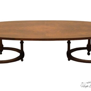 TOMLINSON FURNITURE Bookmatched Walnut Italian Neoclassical Tuscan Style 62 Accent Oval Coffee Table image 2