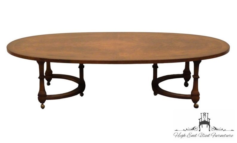 TOMLINSON FURNITURE Bookmatched Walnut Italian Neoclassical Tuscan Style 62 Accent Oval Coffee Table image 2