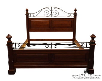 PENNSYLVANIA HOUSE Contemporary Traditional Style King Size Bed w. Metal Scrollwork