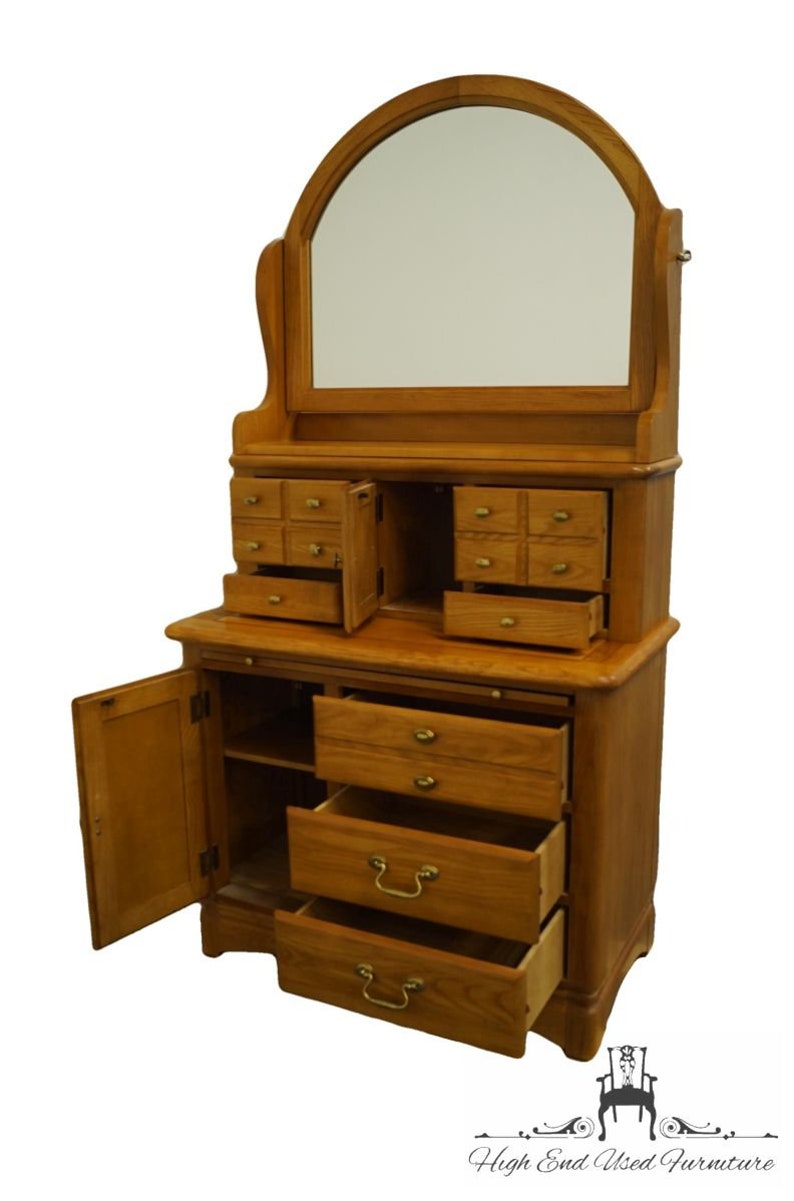 BASSETT FURNITURE Country French 38 Chest on Chest w. Mirror 2050-213 / 2050-297 / 2050-257 47 Ash Finish image 3