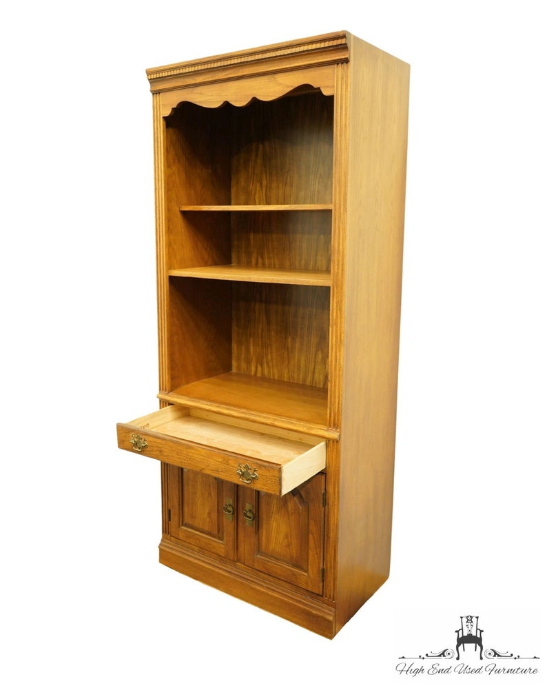 BERNHARDT FURNITURE Pecan Wood Country French 33 Lighted Bookcase / Wall Unit 227-801 image 5