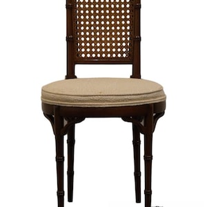 HICKORY FURNITURE Asian Inspired Faux Bamboo Cane Back Side Chair w. Round Seat