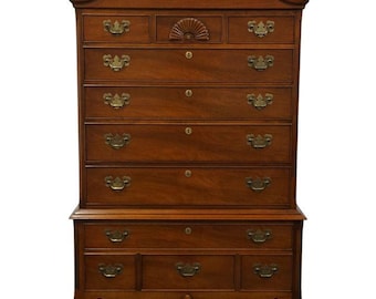 HIGH END VINTAGE Solid Mahogany Traditional Style 40" Pediment Highboy Chest 210-33