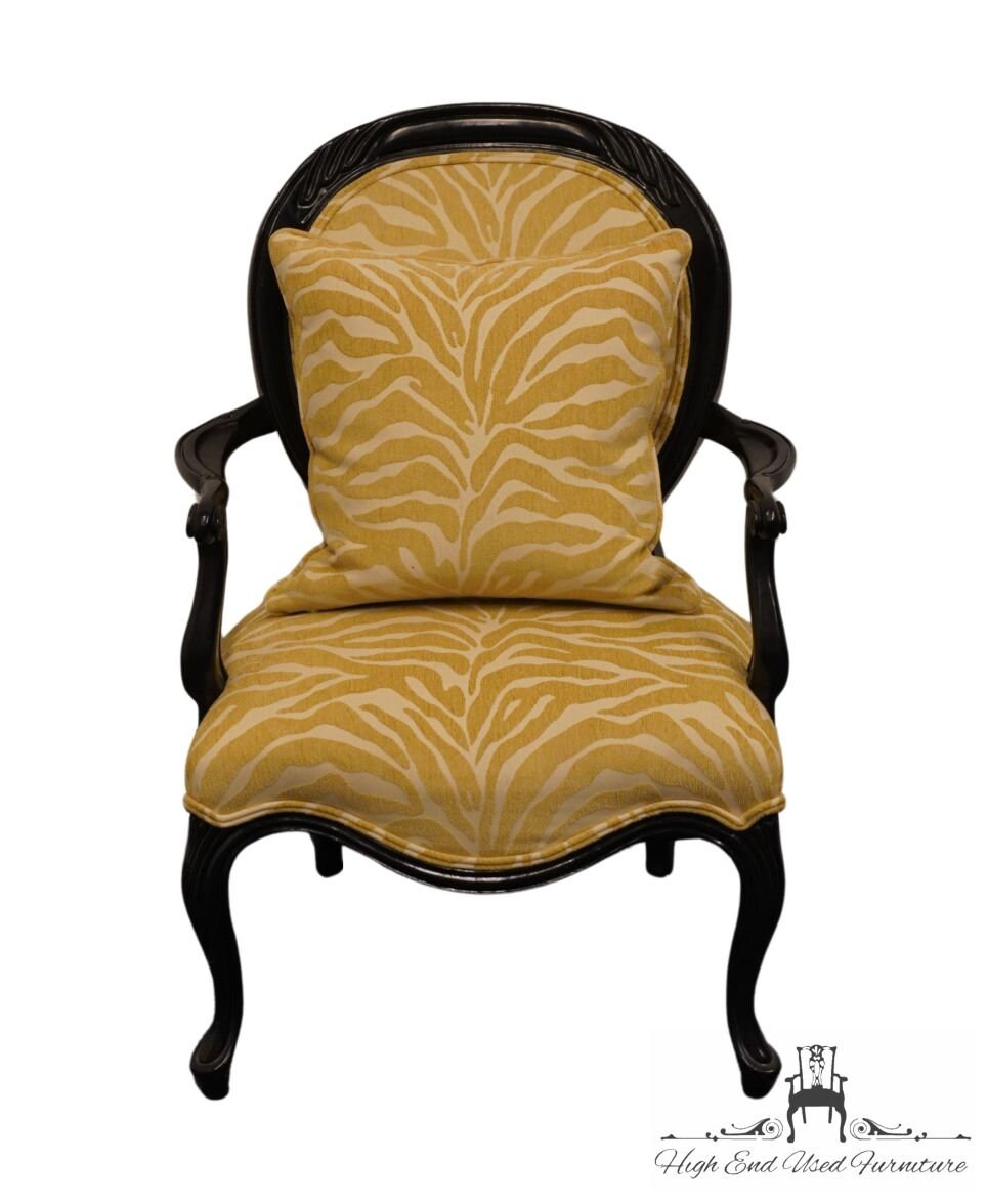 ETHAN ALLEN Black Lacquered Contemporary French Provincial Accent
