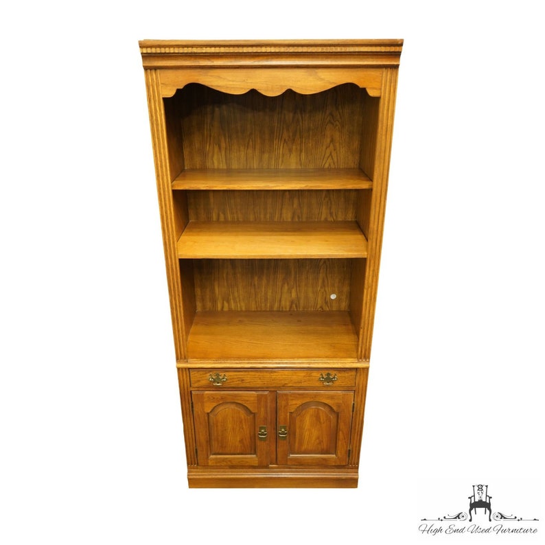 BERNHARDT FURNITURE Pecan Wood Country French 33 Lighted Bookcase / Wall Unit 227-801 image 3