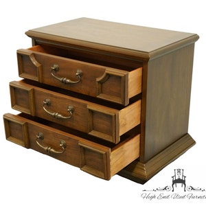 STANLEY FURNITURE Solid Pecan Italian Mediterranean Style 28 Three Drawer Nightstand 575-80 image 4