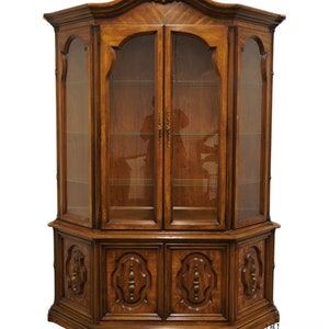 WHITE OF MEBANE Pecan Italian Mediterranean 62 Lighted Display China Cabinet 58-9 image 1