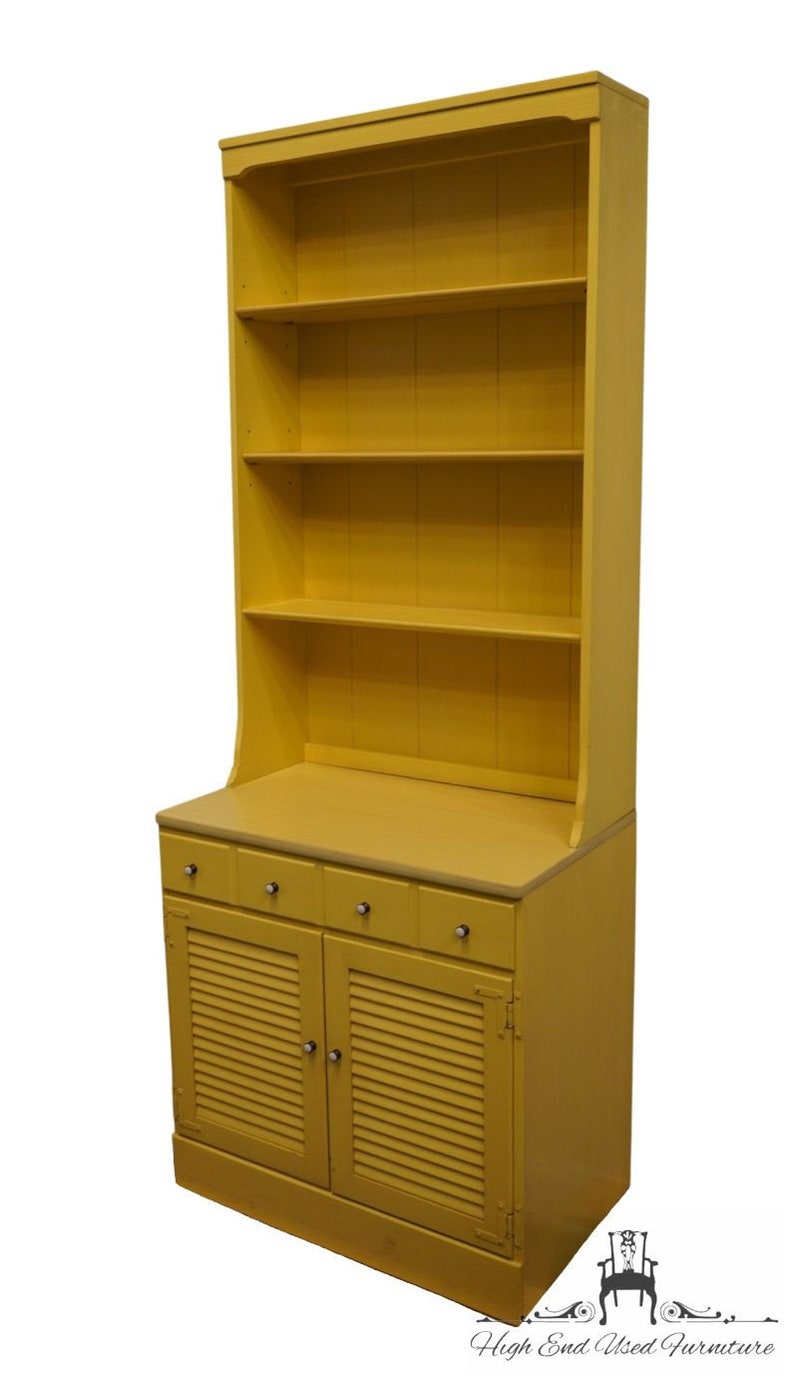 ETHAN ALLEN CRP Custom Room Plan 30 Shutter Door Cabinet w. Bookcase Top 14-4511 / 14-4019 411 Daffodil Yellow Finish image 2