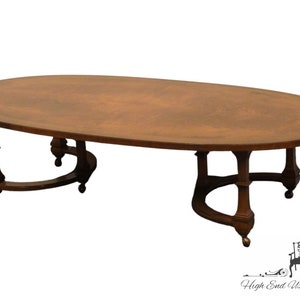 TOMLINSON FURNITURE Bookmatched Walnut Italian Neoclassical Tuscan Style 62 Accent Oval Coffee Table image 1