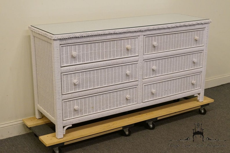 Lexington Henry Link White Wicker 58 Double Dresser Image 0