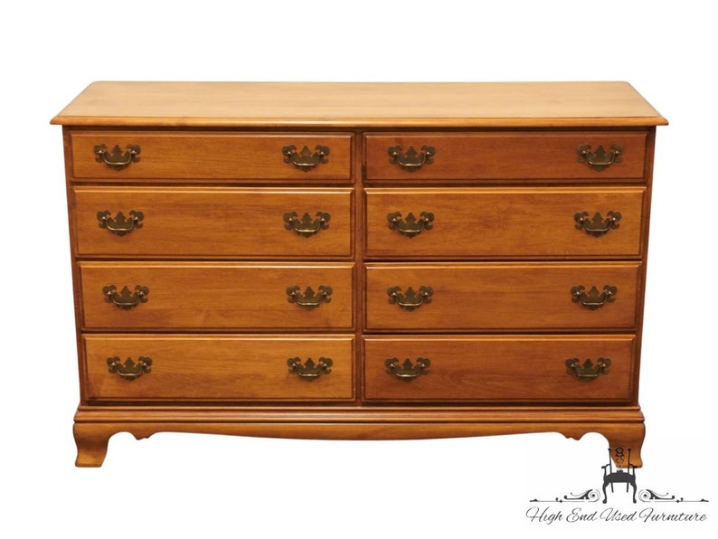 HEYWOOD WAKEFIELD Solid Hard Rock Maple Colonial Early American Style 56 Double Dresser image 3