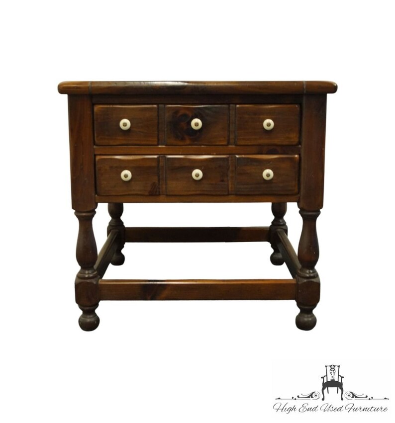 ETHAN ALLEN Antiqued Pine Old Tavern 25 Square Accent Etsy
