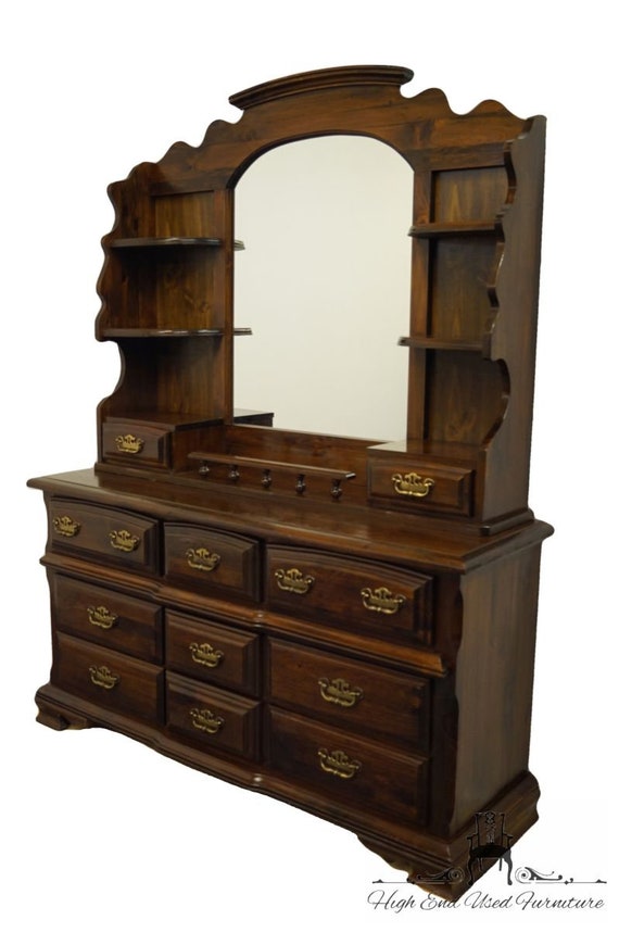Kincaid Furniture Solid Pine Triple Dresser W. Mirrored Hutch Etsy