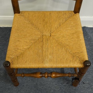 ETHAN ALLEN Heirloom Nutmeg Maple Colonial Early American Ladderback Rush Seat Dining Side Chair image 7