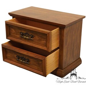 DREXEL FURNITURE Lisbon Collection Solid Pecan Rustic European 28 Two Drawer Nightstand 212-24-270 image 6