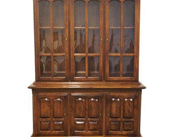 ETHAN ALLEN Classic Manor Solid Maple 56" Buffet w. Lighted Display China Cabinet 15-6006 / 15-6008