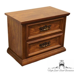 DREXEL FURNITURE Lisbon Collection Solid Pecan Rustic European 28 Two Drawer Nightstand 212-24-270 image 4