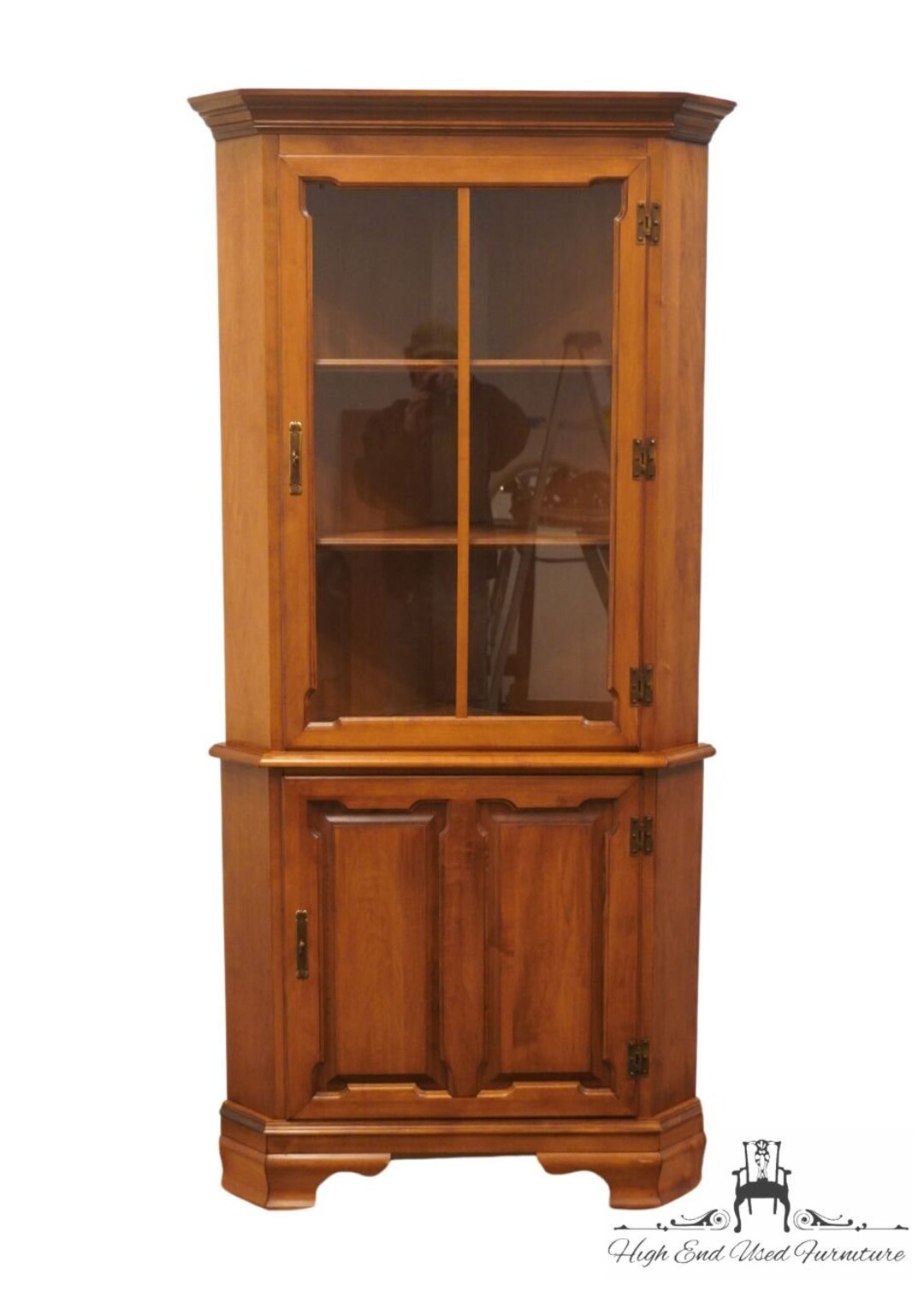 TELL CITY Solid Hard Rock Maple Colonial Early American Corner Display Cabinet 8387 Andover Finish Etsy